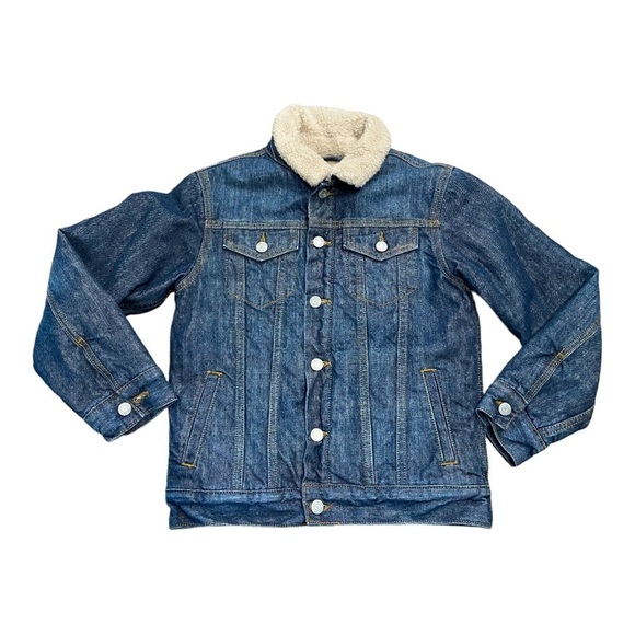 GAP Unisex Sherpa-Collar Cozy-Lined Jean Jacket Size Large 10-11 Years - Picture 1 of 10